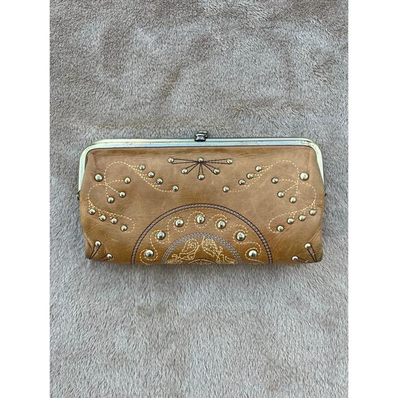 Hobo Lauren Clutch Wallet Leather Honey Brown - Picture 1 of 6